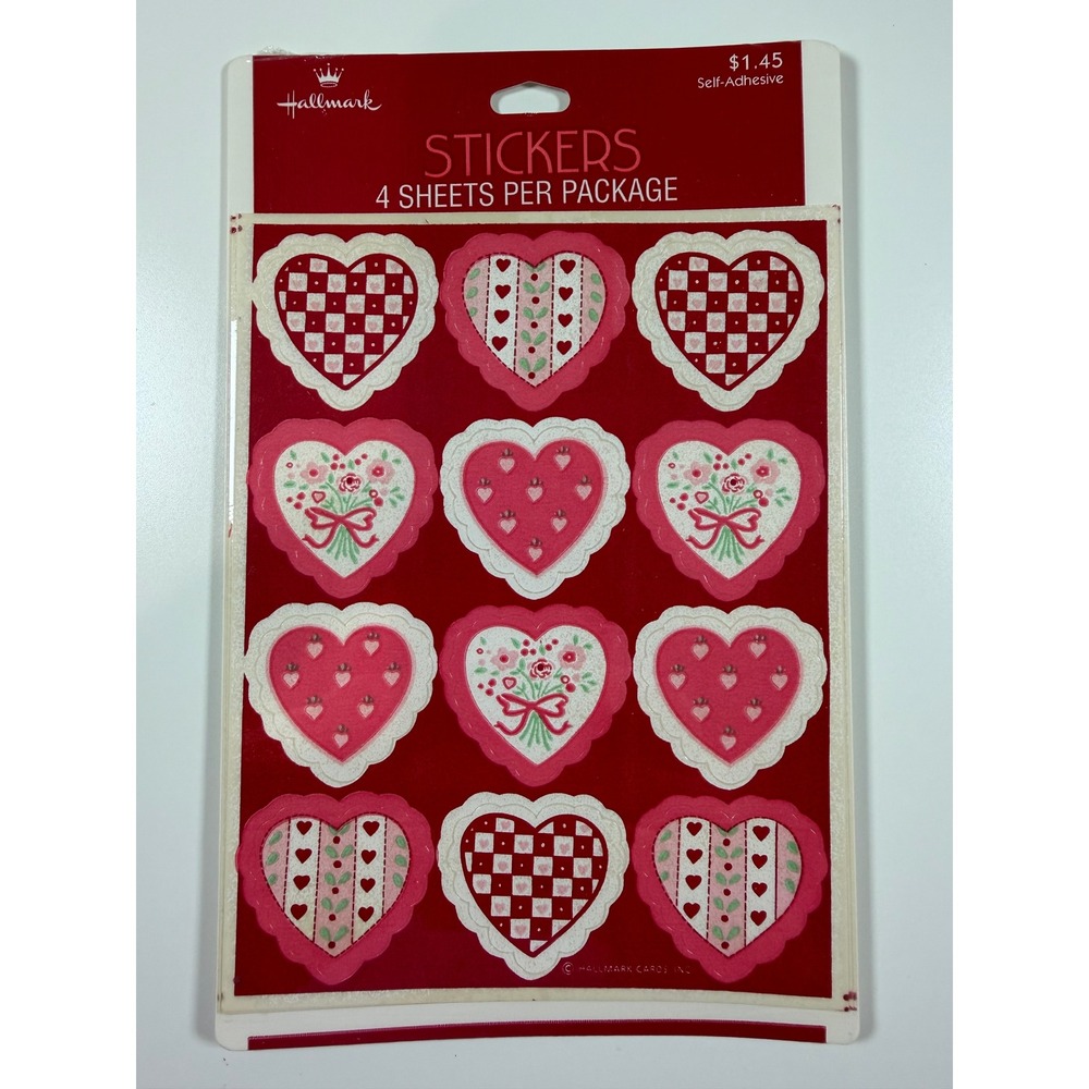 Hallmark 1980s Valentines Day Hearts 4 Sticker Sheets Sealed Plus 1 Ephemera